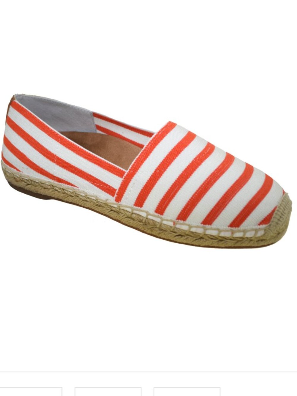 Vionic NWOT Valeri Orange & White Stripe Espadrille Flat Resort Preppy Boho 70s